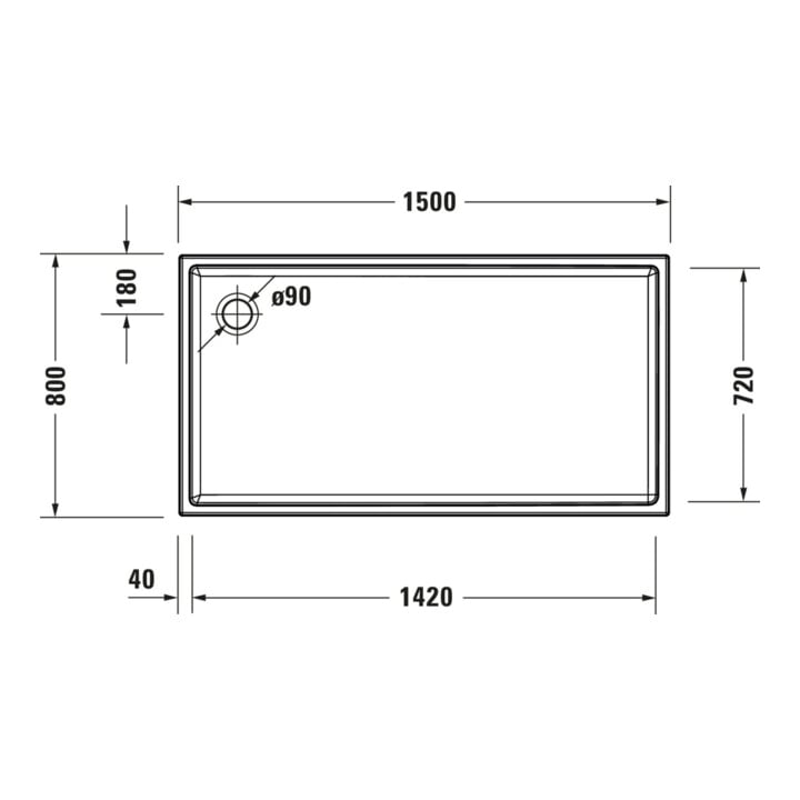 Duravit Rechteck-Duschwanne Starck Slimline 150x80x6cm, Antislip, weiß