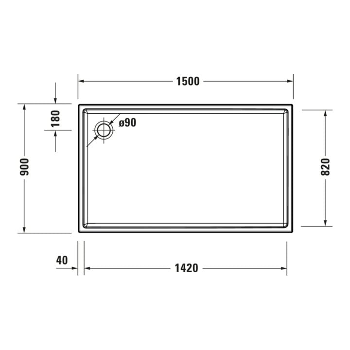 Duravit Rechteck-Duschwanne Starck Slimline 150x90x6cm, weiß