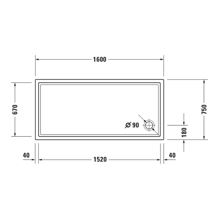 Duravit Rechteck-Duschwanne Starck Slimline 160x75x6cm, weiß