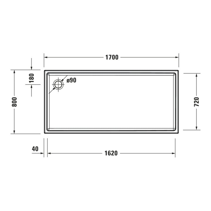 Duravit Rechteck-Duschwanne Starck Slimline 170x80x6cm, weiß