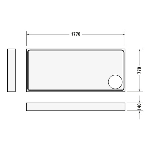 Duravit Rechteck-Duschwanne Starck Slimline 180x80x6,5cm, Antislip, weiß