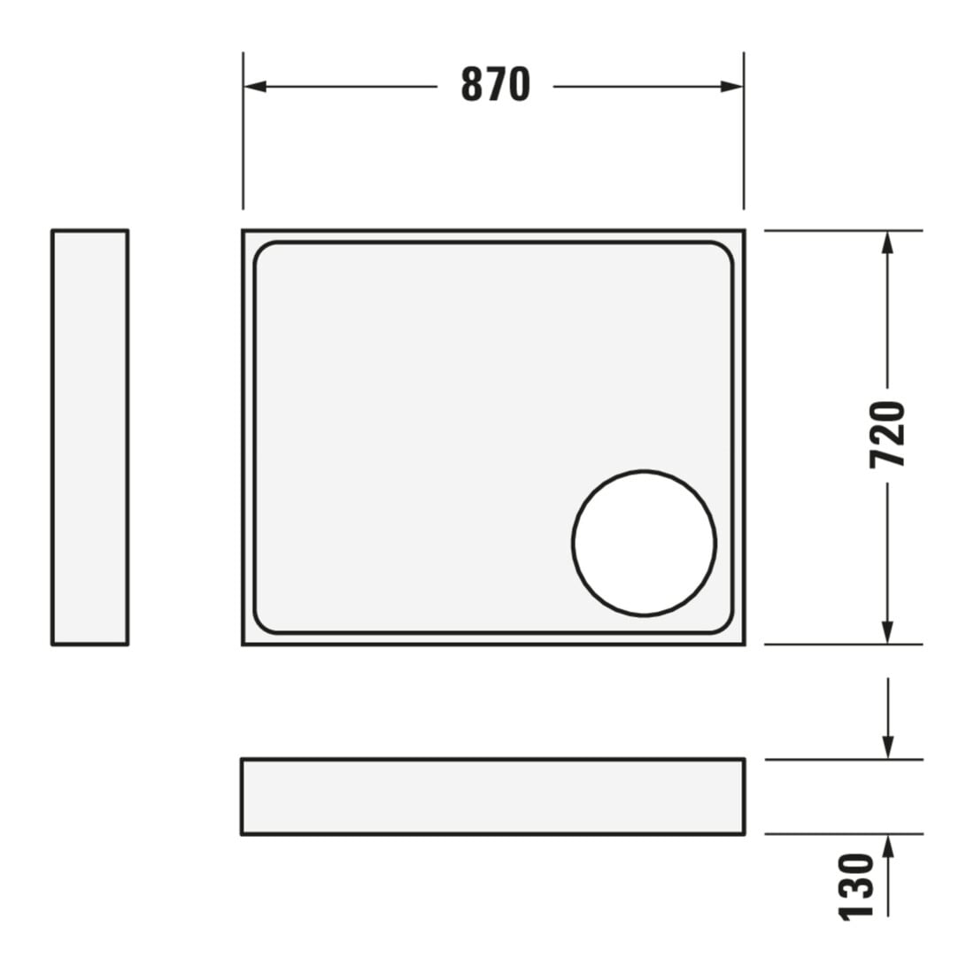Duravit Rechteck-Duschwanne Starck Slimline 90x75x4,5cm, weiß