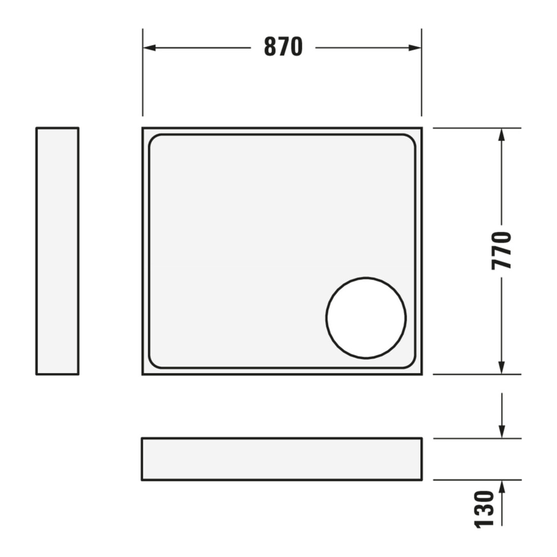 Duravit Rechteck-Duschwanne Starck Slimline 90x80x4,5cm, weiß