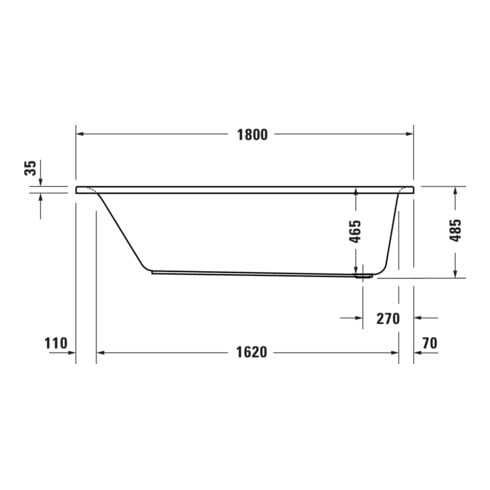 Duravit Rechteck-Whirlwanne D-Neo 180x80cm, EB-Version, 1 RS, weiß