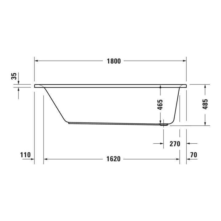 Duravit Rechteck-Whirlwanne D-Neo 180x80cm, EB-Version, 1 RS, weiß