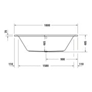 Duravit Rechteck-Whirlwanne D-Neo 180x80cm, EB-Version, 2 RS, weiß-3