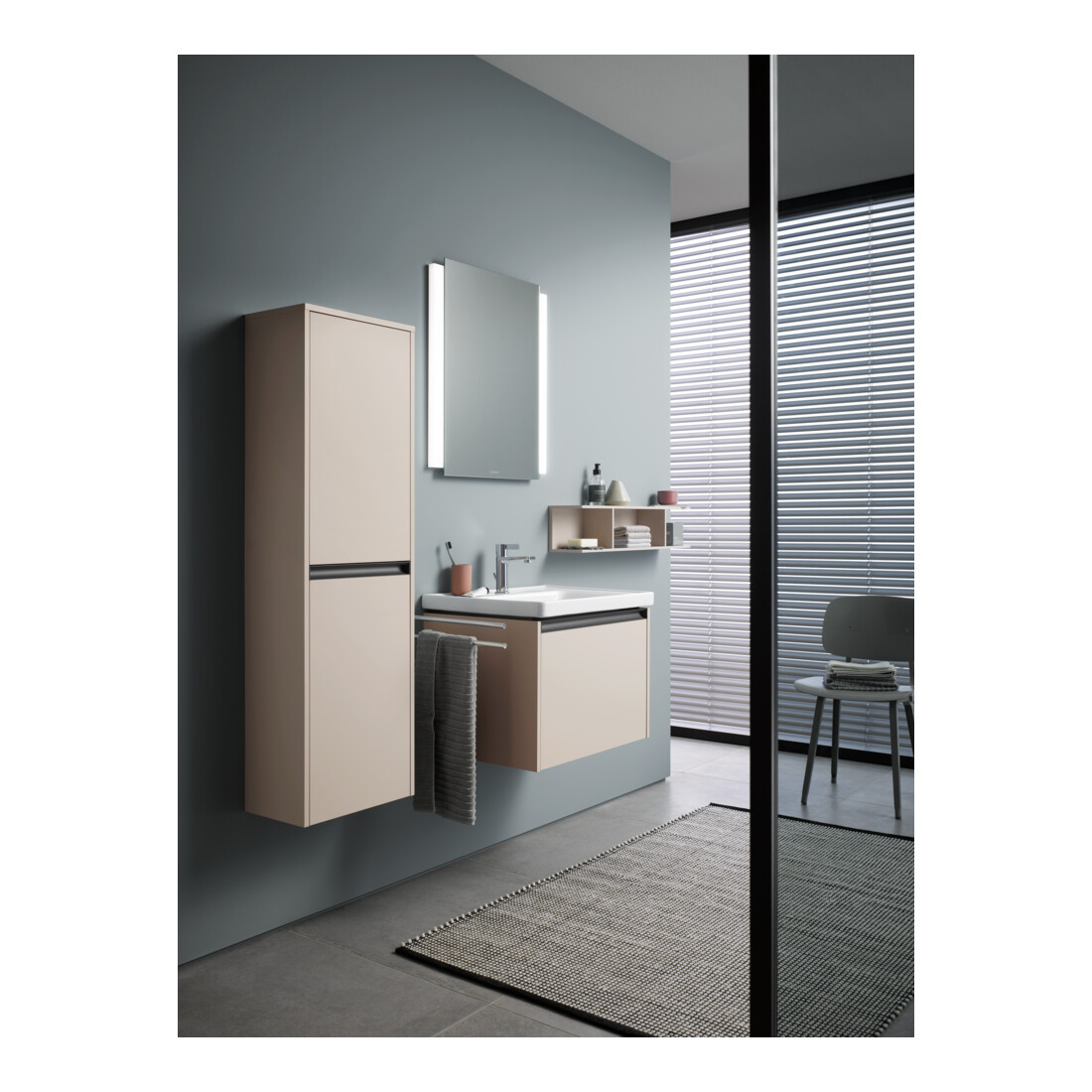Duravit Regal Ketho.2 80x15x17cm, droit, 3 compartiments, taupe supermat