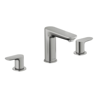 Duravit Robinet de lavabo 3 trous Wave, bec 129 mm, acier inoxydable brossé