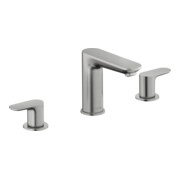 Duravit Robinet de lavabo 3 trous Wave, bec 129 mm, acier inoxydable brossé