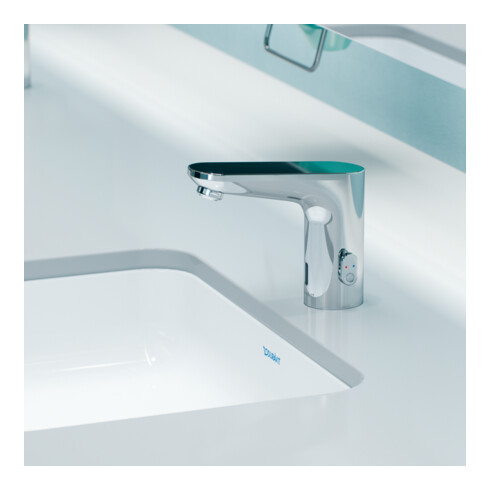 Duravit Robinet lavabo infrarouge avec capteur 1 Batt., bec 122 mm, régulation température, chrome