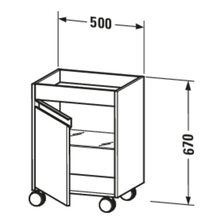 Duravit Rollcontainer Ketho 50x36x67 cm, porte à gauche, graphite mat