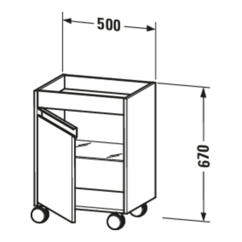 Duravit Rollcontainer Ketho 50x36x67 cm, porte droite, chêne naturel