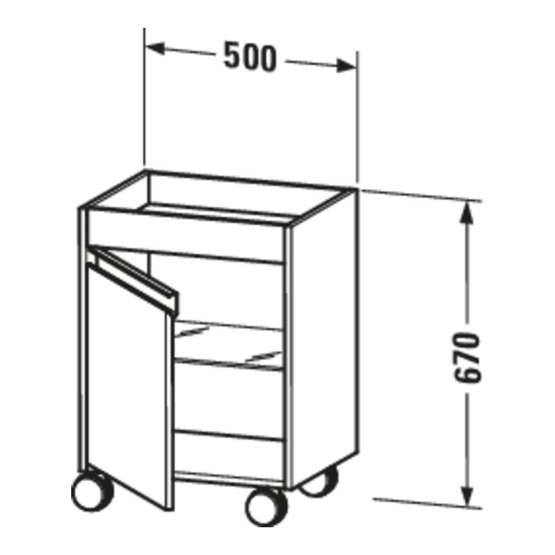 Duravit Rollcontainer Ketho 50x36x67 cm, porte gauche, blanc mat