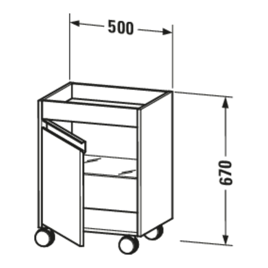 Duravit Rollcontainer Ketho 50x36x67cm, Tür links, basalt matt
