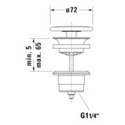 Duravit Schaftventil d 72mm, f WT o. Überlauf, anthrazit matt-3