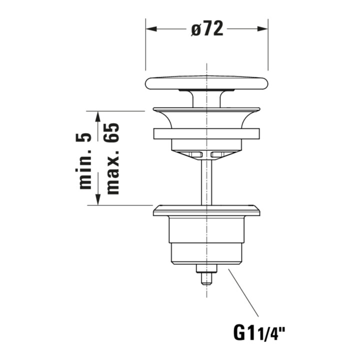Duravit Schaftventil d 72mm, f WT o. Überlauf, anthrazit matt