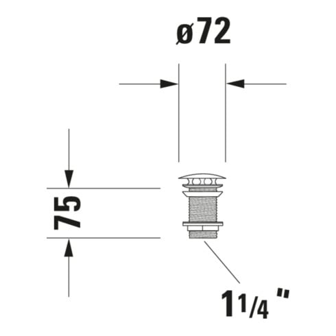 Duravit Schaftventil d 72mm, f WT o. ÜL, Edelstahl gebürstet