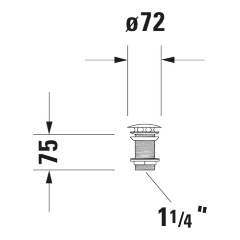 Duravit Schaftventil d 72mm, f WT ohne Überlauf, Gold poliert