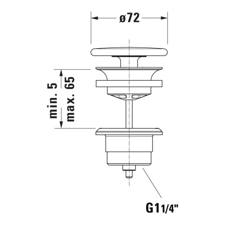 Duravit Schaftventil d 72mm, f WT ohne Überlauf, weiß