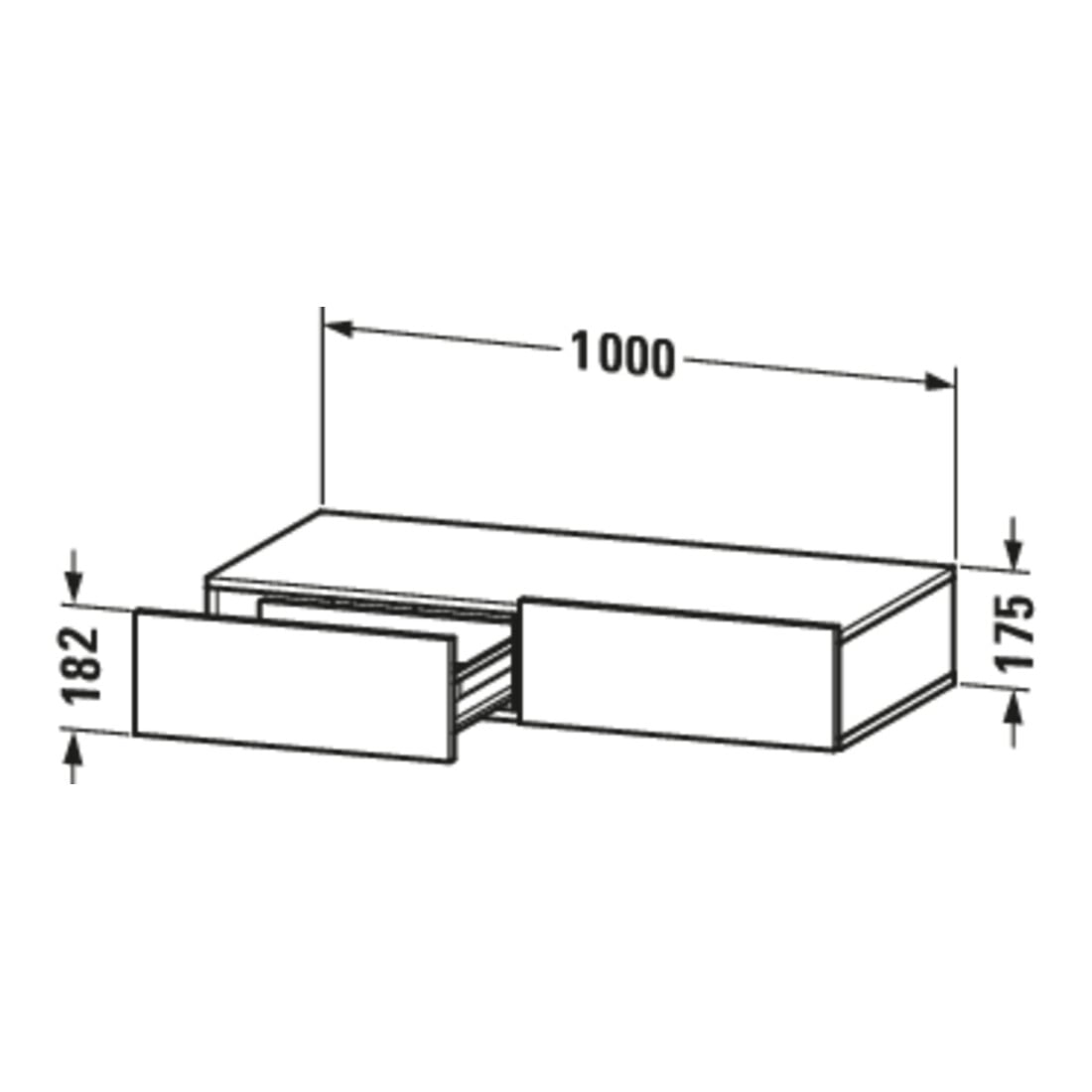 Duravit Schubkastenablage DuraStyle 100x44cm, 2 SchKa., lei/we ma, m Konsole