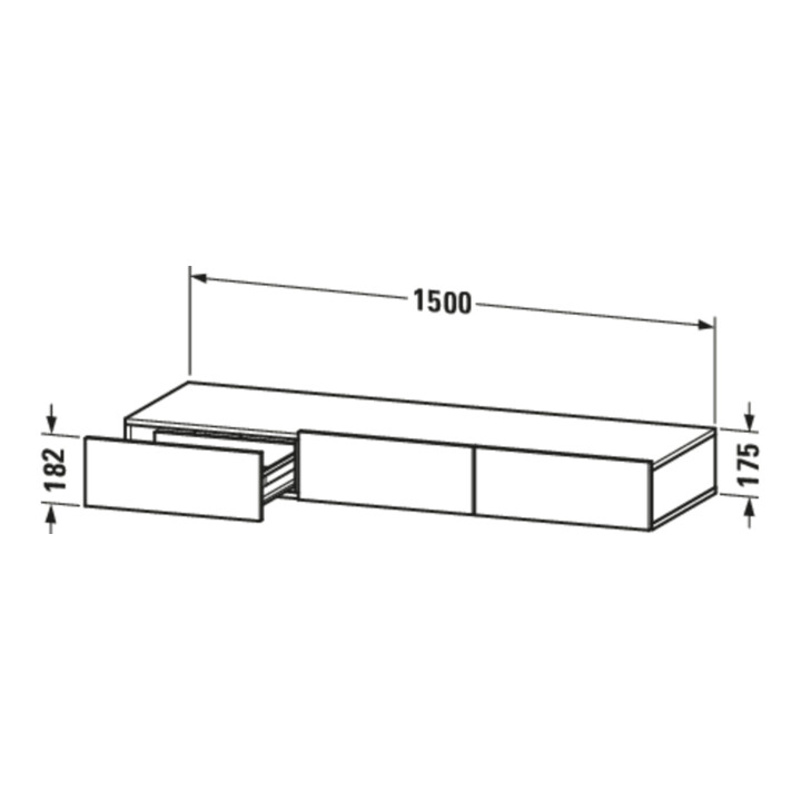 Duravit Schubkastenablage DuraStyle 150x44cm, 3 SchKa., Nussb Nat, m Konsole