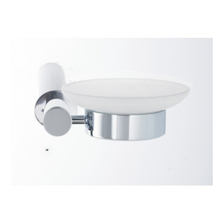 Duravit Seifenschale D-Code 13,5x12 cm, verre blanc mat, porte savon droit, chrome