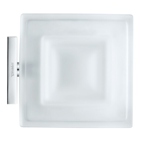 Duravit Seifenschale Karree 11,5x12,2cm, Gl. weiß matt, Halter chrom