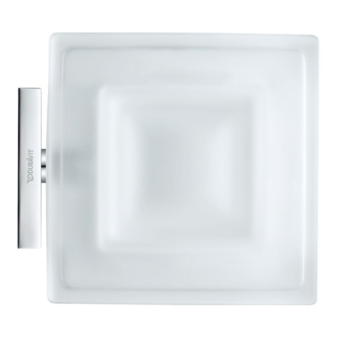 Duravit Seifenschale Karree 11,5x12,2cm, Gl. weiß matt, Halter chrom