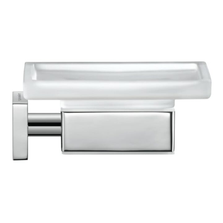 Duravit Seifenschale Karree 11,5x12,2cm, Gl. weiß matt, Halter chrom