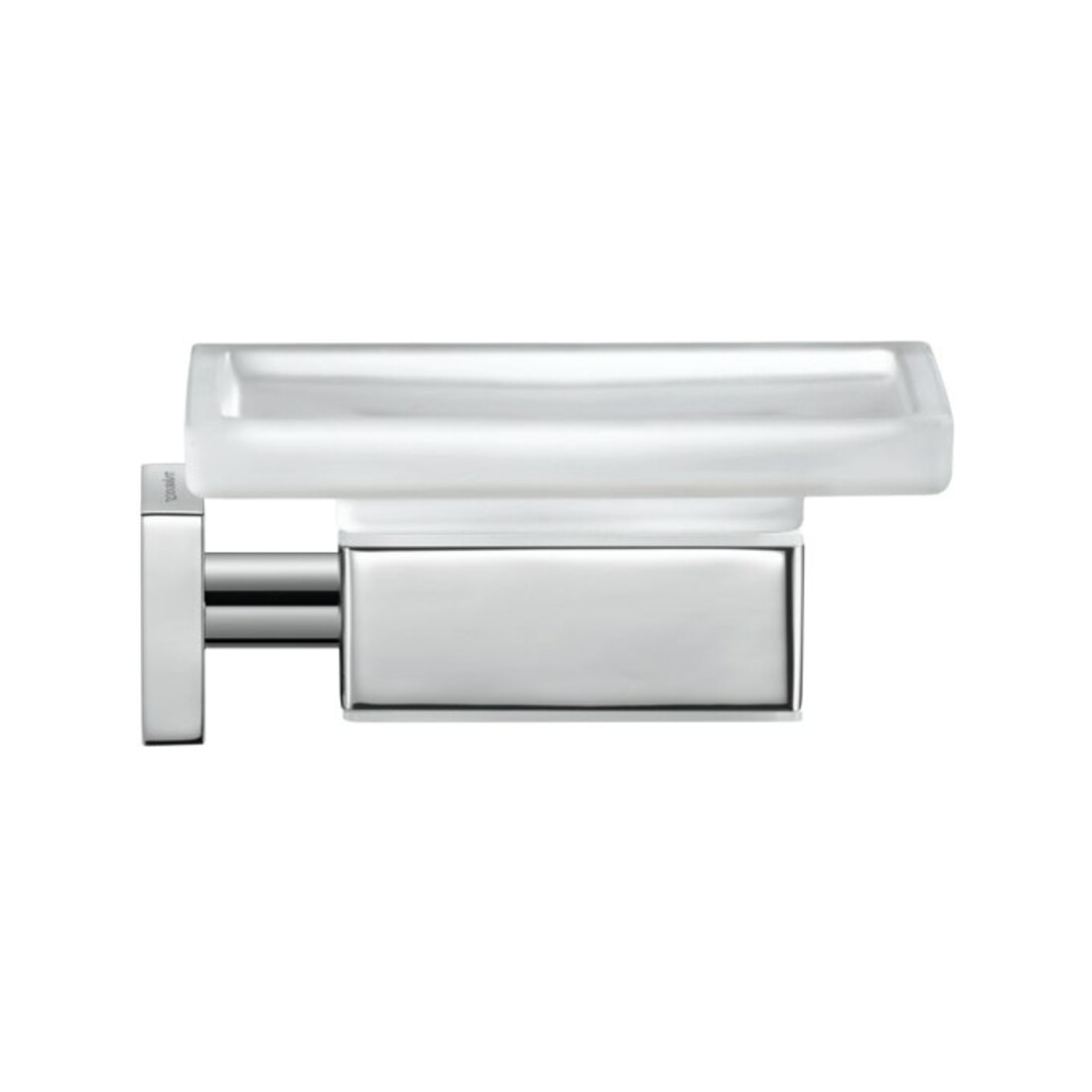 Duravit Seifenschale Karree 11,5x12,2cm, Gl. weiß matt, Halter chrom