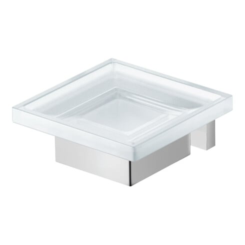 Duravit Seifenschale Karree 11,5x12,2cm, Gl. weiß matt, Halter chrom