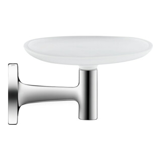Duravit Seifenschale Starck T 14x11,9 cm, mural, verre blanc mat, chrome