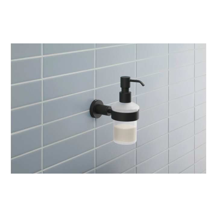 Duravit Seifenspender D-Code noir mat, 6,9x14,5 cm, verre blanc mat