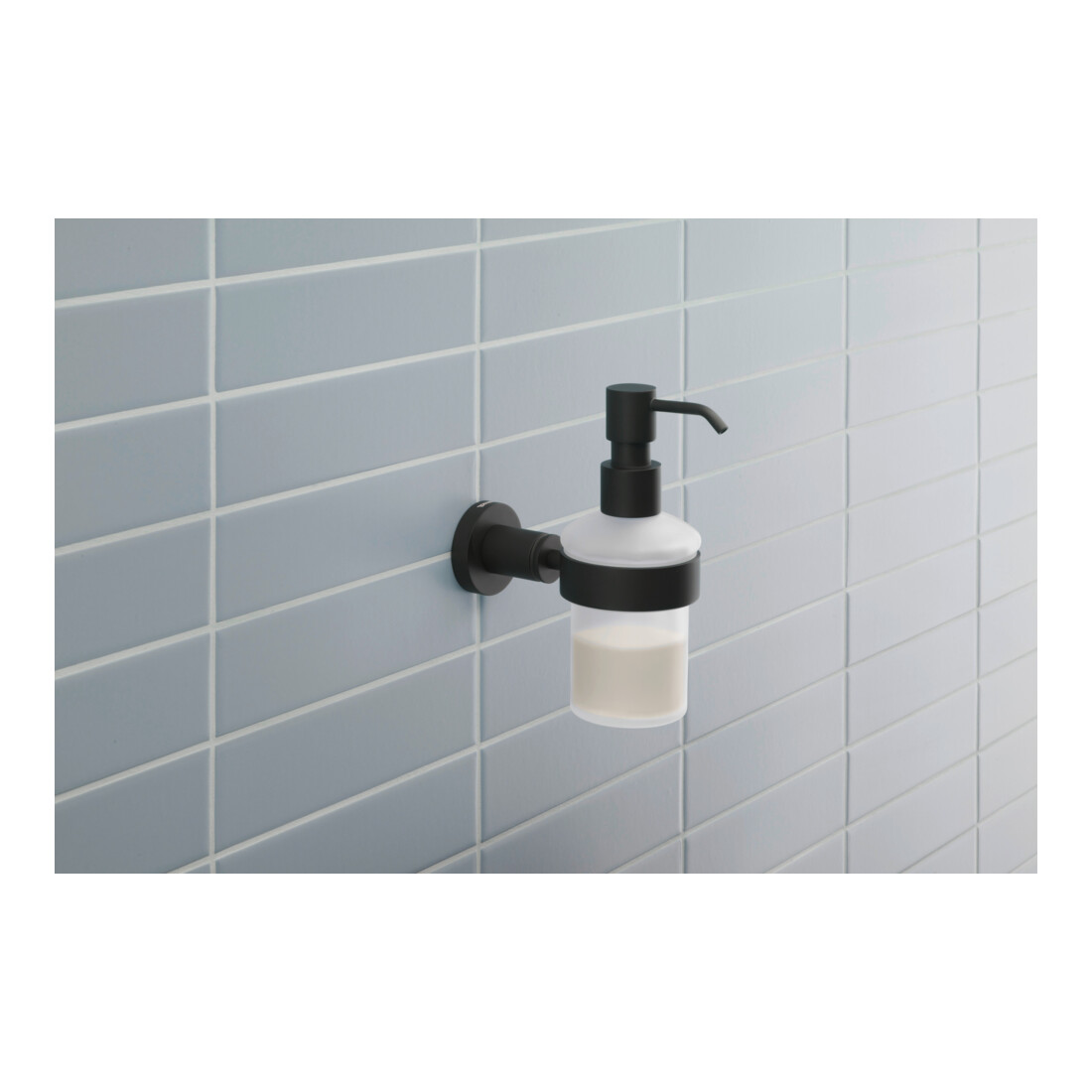 Duravit Seifenspender D-Code noir mat, 6,9x14,5 cm, verre blanc mat