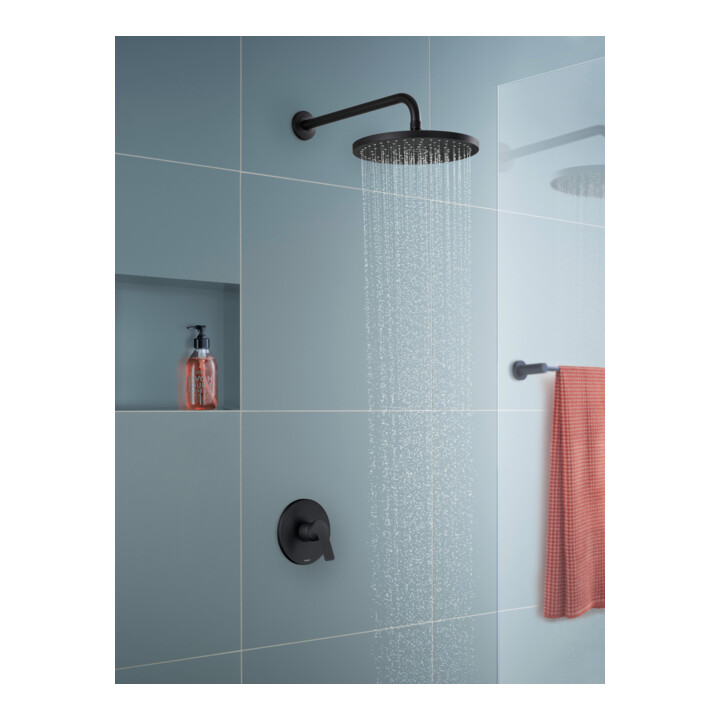 Duravit Set complet mitigeur douche encastré D-Code céramique, rond, 24,5 l, noir mat