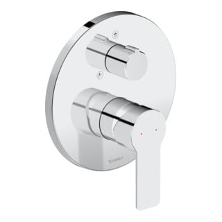 Duravit Set complet mitigeur douche encastré D-Code céramique, rond, avec inverseur, chrome
