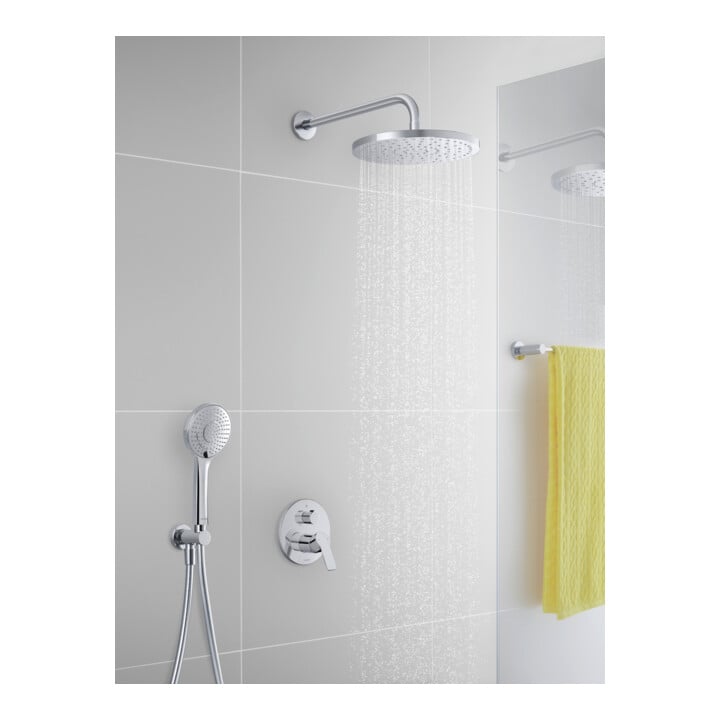 Duravit Set complet mitigeur douche encastré D-Code céramique, rond, avec inverseur, chrome