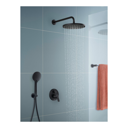 Duravit Set complet mitigeur douche encastré D-Code céramique, rond, m. comm., noir mat