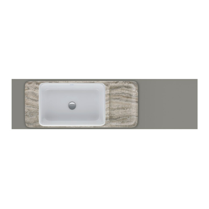 Duravit Set console lavabo Qatego 100x41x90 cm, avec console, grand travertin poli