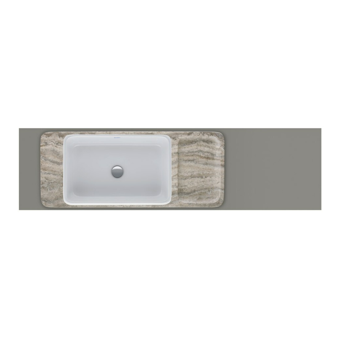Duravit Set console lavabo Qatego 100x41x90 cm, avec console, grand travertin poli