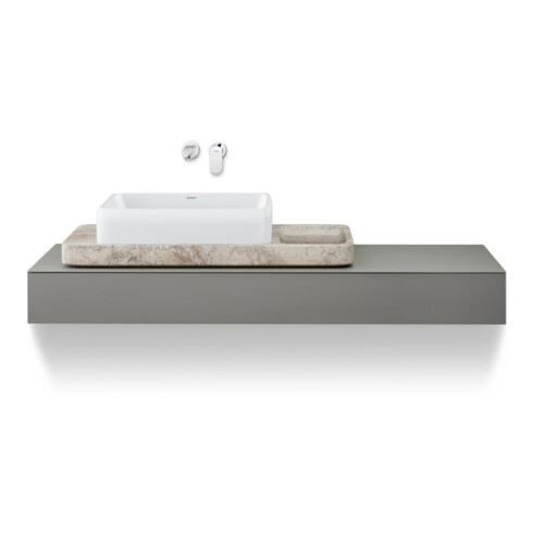 Duravit Set console lavabo Qatego 100x41x90 cm, avec console, grand travertin poli