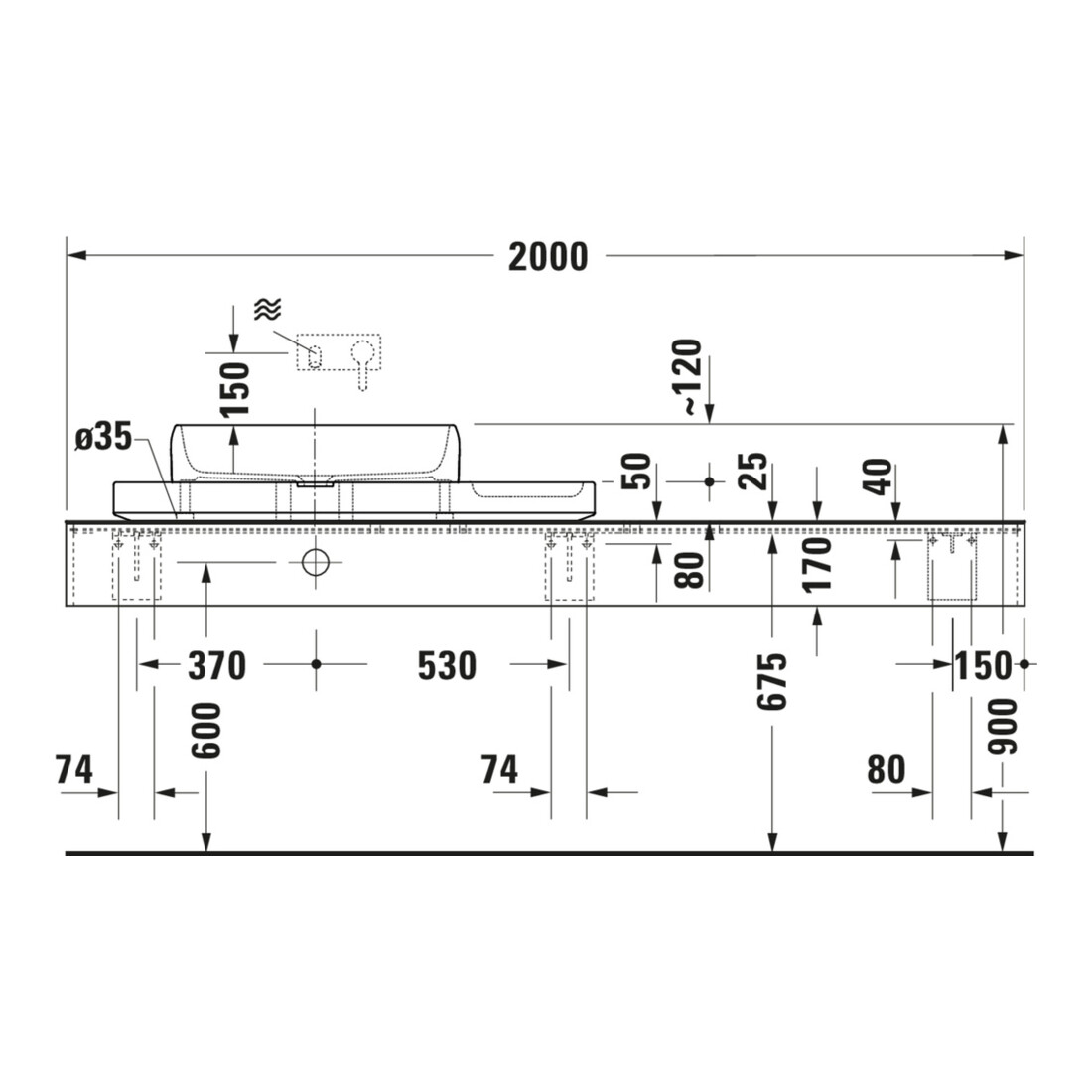Duravit Set console lavabo Qatego 100x41x90 cm, avec console, Lavica poli