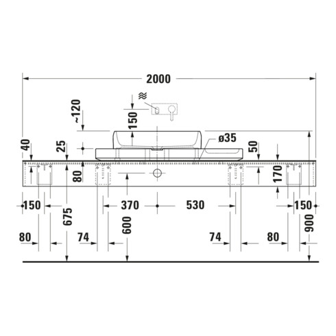 Duravit Set console lavabo Qatego 100x41x90 cm, avec console, Lavica poli
