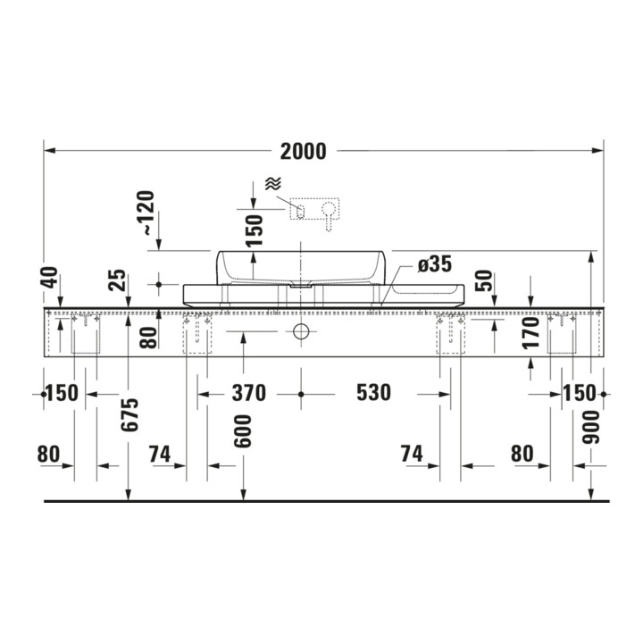 Duravit Set console lavabo Qatego 100x41x90 cm, avec console, Lavica poli