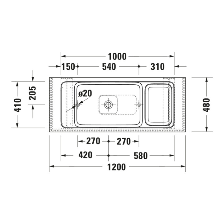 Duravit Set console lavabo Qatego 100x41x90 cm, avec console, Lavica poli