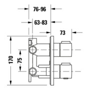 Duravit Set de montage complet UP-THM, rosace ronde, acier inoxydable brossé-4