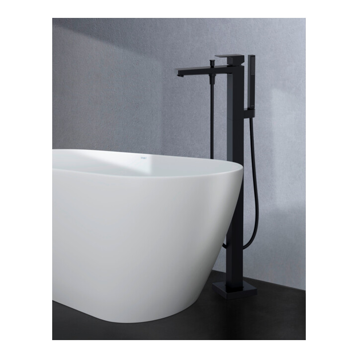 Duravit Set de montage Manhattan Mitigeur monocommande baignoire encastré, au sol, noir mat