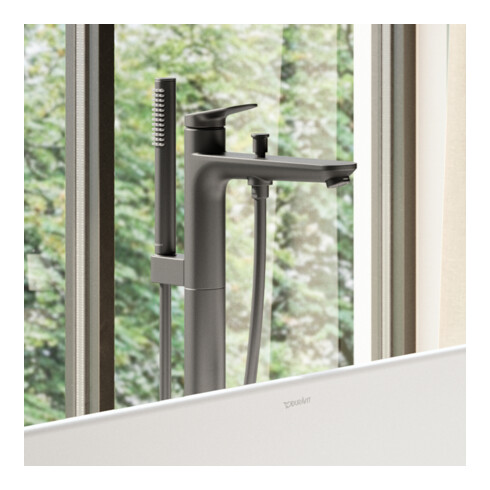 Duravit Set de montage Wave Mitigeur monocommande baignoire au sol, noir mat
