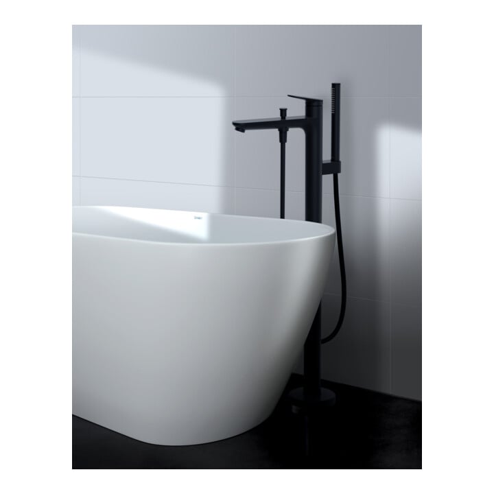 Duravit Set de montage Wave Mitigeur monocommande baignoire au sol, noir mat