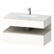 Duravit Set meuble lavabo encastré Qatego 100x55x60 cm, T m/blc brillant, console sous-lavabo